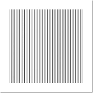 Mattress Ticking Narrow Striped Pattern in Dark Black and White Posters and Art